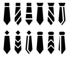 slips ikon uppsättning silhuett design på vit bakgrund, vektor illustration av kontor, mode, företag, fars dag.