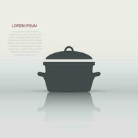 matlagning panorera ikon i platt stil. kök pott illustration på vit isolerat bakgrund. kastrull Utrustning företag begrepp. vektor