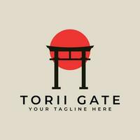 torii Tor Jahrgang Logo, Symbole und Symbol Vektor Illustration Design