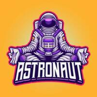 astronaut koppla av meditation maskot esports logotyp vektor