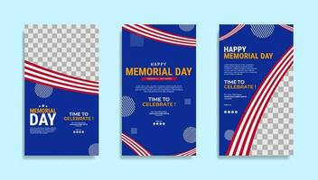 minnesmärke dag social media berättelser mall design med de nationell flagga av de förenad stater av Amerika vektor