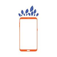smart telefon logotyp design. mobil vektor illustration med löv.