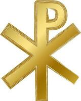 grunge guld religion chirho mystisk symbol vektor