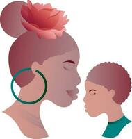 Lycklig mödrar dag Afroamerikan mamma och son kärlek vektor