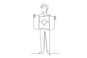 ein Mann halten ein kanadisch Flagge vektor