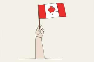Färg illustration av en hand höjning en kanadensisk flagga vektor