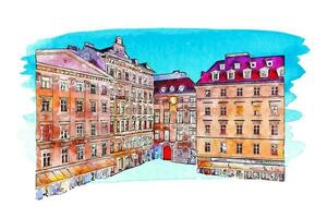 die Architektur Wien Österreich Aquarell Hand gezeichnet Illustration isoliert auf Weiß Hintergrund vektor