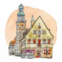 die Architektur Deutschland Aquarell Hand gezeichnet Illustration isoliert auf Weiß Hintergrund vektor