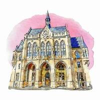 arkitektur erfurt Tyskland vattenfärg hand dragen illustration isolerat på vit bakgrund vektor