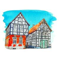 die Architektur Innenstadt Deutschland Aquarell Hand gezeichnet Illustration isoliert auf Weiß Hintergrund vektor