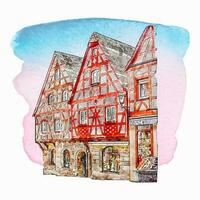 die Architektur Bayern Deutschland Aquarell Hand gezeichnet Illustration isoliert auf Weiß Hintergrund vektor