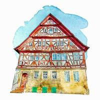 die Architektur frauenzimmern Deutschland Aquarell Hand gezeichnet Illustration isoliert auf Weiß Hintergrund vektor