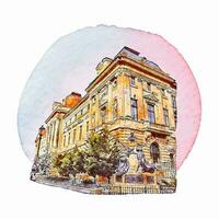 die Architektur Bukarest Rumänien Aquarell Hand gezeichnet Illustration isoliert auf Weiß Hintergrund vektor