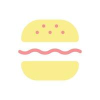 Burger eben Farbe ui Symbol. erheblich Mahlzeit. schnell Essen Mittagessen. Grill Hamburger. lecker Sandwich. einfach gefüllt Element zum Handy, Mobiltelefon App. bunt solide Piktogramm. Vektor isoliert rgb Illustration