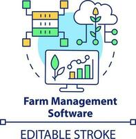 Bauernhof Verwaltung Software Konzept Symbol. zunehmend Landwirtschaft Produktivität abstrakt Idee dünn Linie Illustration. isoliert Gliederung Zeichnung. editierbar Schlaganfall vektor