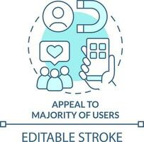 överklagande till majoritet av användare turkos begrepp ikon. fördel av mobil först design abstrakt aning tunn linje illustration. isolerat översikt teckning. redigerbar stroke vektor