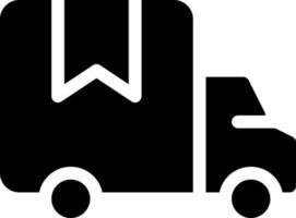 Lieferung LKW schwarz Glyphe ui Symbol. Transportieren Waren und Produkte. e Handel. Benutzer Schnittstelle Design. Silhouette Symbol auf Weiß Raum. solide Piktogramm zum Netz, Handy, Mobiltelefon. isoliert Vektor Illustration