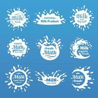 yoghurt stänk, mjölk makula eller mjölkig dryck utplåna. naturlig yoghurt grädde eller mjölk blottar silhuett vektor tecknad serie form uppsättning