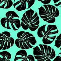tropisch Hintergrund mit Monstera Blätter. nahtlos Blumen- exotisch hawaiisch Muster. Urwald Palme Hintergrund. vektor