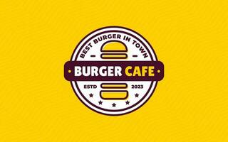 modern Jahrgang Burger Cafe Abzeichen Logo Vektor Symbol im eben Gliederung Stil
