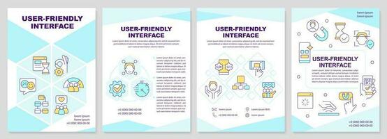 Benutzer freundlich Schnittstelle Broschüre Vorlage. Webseite Entwicklung. Flugblatt Design mit linear Symbole. editierbar 4 Vektor Layouts zum Präsentation, jährlich Berichte