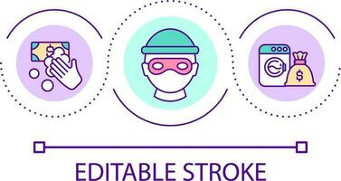 Geld Waschen Schleife Konzept Symbol. verbergen Ursprung von Geld. MwSt Ausweichen. kriminell Aktivität abstrakt Idee dünn Linie Illustration. isoliert Gliederung Zeichnung. editierbar Schlaganfall vektor