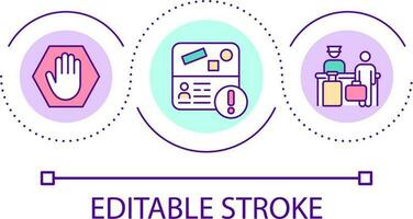 gräns kontrollera slinga begrepp ikon. resa dokument undersökning. pass. flygplats kontrollstation abstrakt aning tunn linje illustration. isolerat översikt teckning. redigerbar stroke vektor