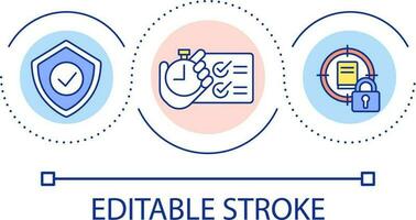 oral undersökning tid slinga begrepp ikon. data säkerhet. do inte fuska i examen. snabbt testa abstrakt aning tunn linje illustration. isolerat översikt teckning. redigerbar stroke vektor