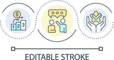 effektiv lagarbete slinga begrepp ikon. kommersiell erbjudande. befordran och lön höja. kommunikation abstrakt aning tunn linje illustration. isolerat översikt teckning. redigerbar stroke vektor