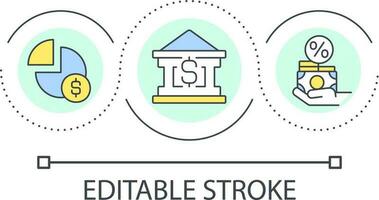 zentral Bank Operationen Schleife Konzept Symbol. Investition Vorteile. Interesse Preise. finanziell Institution abstrakt Idee dünn Linie Illustration. isoliert Gliederung Zeichnung. editierbar Schlaganfall vektor