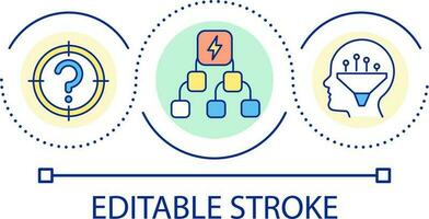 Komplex Struktur Schleife Konzept Symbol. kompliziert und herausfordernd Ziel. Erwägen anders Fakten abstrakt Idee dünn Linie Illustration. isoliert Gliederung Zeichnung. editierbar Schlaganfall vektor