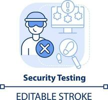 Sicherheit testen Licht Blau Konzept Symbol. physisch Sicherheit planen abstrakt Idee dünn Linie Illustration. System Schutz. isoliert Gliederung Zeichnung. editierbar Schlaganfall vektor