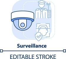 övervakning ljus blå begrepp ikon. fysisk säkerhet ramverk form abstrakt aning tunn linje illustration. erkännande. isolerat översikt teckning. redigerbar stroke vektor
