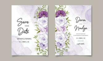 elegant bröllop inbjudan kort med mjuk blomma vektor