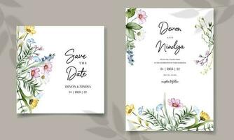 elegant Hochzeit Einladung Karte mit schön Aquarell Blumen vektor