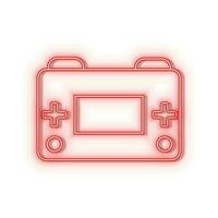 Neon- Symbole. retro Arkade Spiel Konsole. rot Neon- Vektor Symbol auf verdunkeln Hintergrund