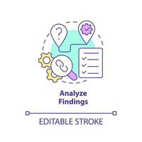 analysieren Ergebnisse Konzept Symbol. Daten Kontrolle. Wie zu Verhalten kausal Forschung abstrakt Idee dünn Linie Illustration. isoliert Gliederung Zeichnung. editierbar Schlaganfall vektor