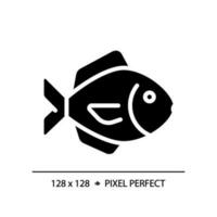 fisk pixel perfekt svart glyf ikon. skaldjur avdelning. vatten- Produkter. hav fånga. marin kök. silhuett symbol på vit Plats. fast piktogram. vektor isolerat illustration