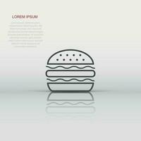vektor burger snabb mat ikon i platt stil. hamburgare tecken illustration piktogram. burger företag begrepp.