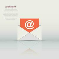 Mail Briefumschlag Symbol im eben Stil. Email Botschaft Vektor Illustration auf Weiß isoliert Hintergrund. Briefkasten Email Geschäft Konzept.