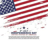 Lycklig amerikan oberoende dag på 4:e av juli hälsning design illustration med flagga grov borsta stroke textur vektor