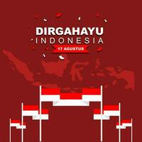 Indonesien Unabhängigkeit Tag Gruß Karte Design auf 17 .. August, Poster Banner Design und Sozial Medien Post, Dekoration Flagge und Karte von Indonesien vektor