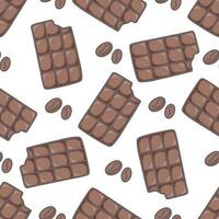 Schokolade Riegel und Kaffee Bohnen nahtlos Muster vektor