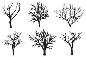 död- och torr träd silhuetter samling uppsättning illustration vektor konst design