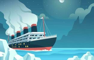 Titanic Schiff im das Mitte von Ozean Hintergrund vektor