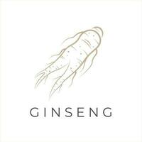 Ginseng Wurzel Linie Kunst Vektor Illustration Logo