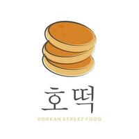 logotyp illustration hotteok koreanska pannkakor eller friterad deg med nötter och socker fyllning vektor