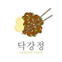 kryddad koreanska friterad kyckling dakgangjeong illustration logotyp vektor