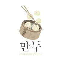 logotyp vektor illustration av koreanska klimpar i en bambu ångkokare