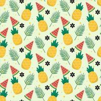 Ananas und Scheibe von Wassermelone nahtlos Muster mit Pastell- Hintergrund vektor